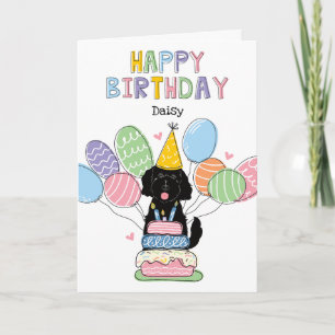 Carte d'anniversaire pour chien Goldendoodle noir