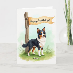 Carte d'anniversaire pour chien herbeux