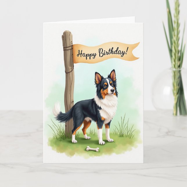 Carte d'anniversaire pour chien herbeux (Devant)