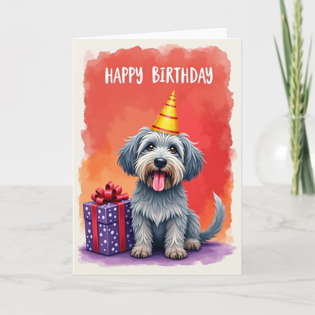 Carte d'anniversaire pour chien hirsute (Devant)