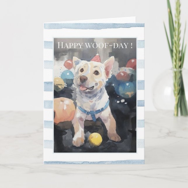 Carte d'anniversaire pour chien Joyeux Ouaf-Annive (Devant)