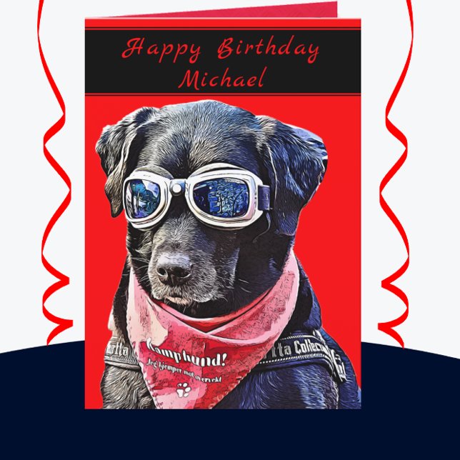 Carte d'anniversaire pour chien labrador noir mec  (Créateur téléchargé)