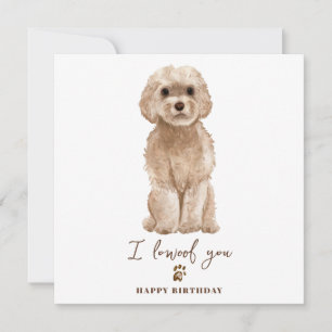 Carte d'anniversaire pour chien maman Cavapoo beig