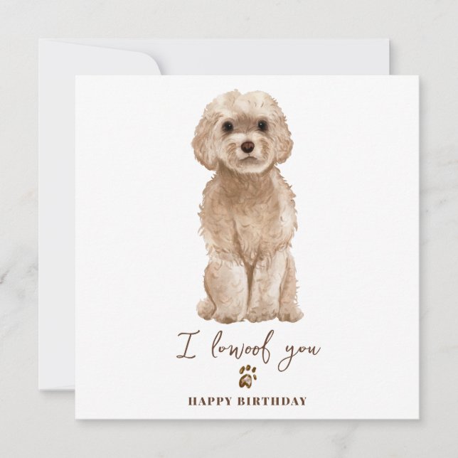 Carte d'anniversaire pour chien maman Cavapoo beig (Devant)