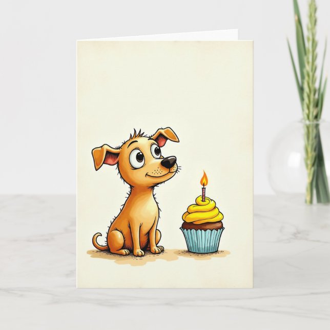 Carte d'anniversaire pour chien mignon (Devant)