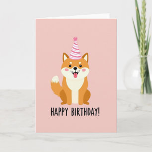 Carte d'anniversaire pour chien rose pastel
