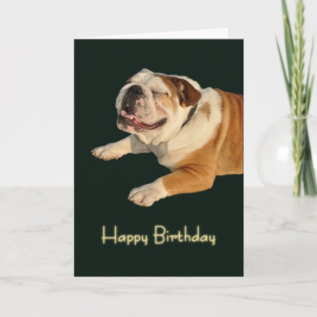 Carte d'anniversaire pour chien-taureau souriant (Devant)