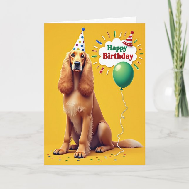 Carte d'anniversaire pour chiot à pois (Devant)