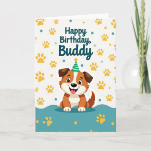 Carte d'anniversaire pour chiot de dessin animé