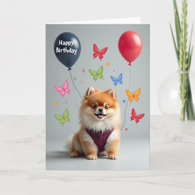 Carte d'anniversaire pour chiot duveteux (Devant)