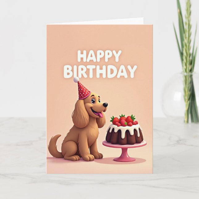Carte d'anniversaire pour chiot festif (Devant)