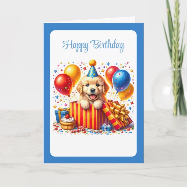Carte d'anniversaire pour chiots (Devant)