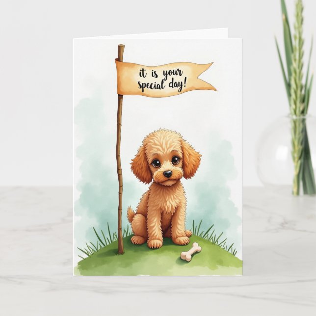Carte d'anniversaire pour chiots avec illustration (Devant)