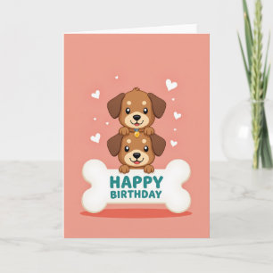 Carte d'anniversaire pour chiots empilés