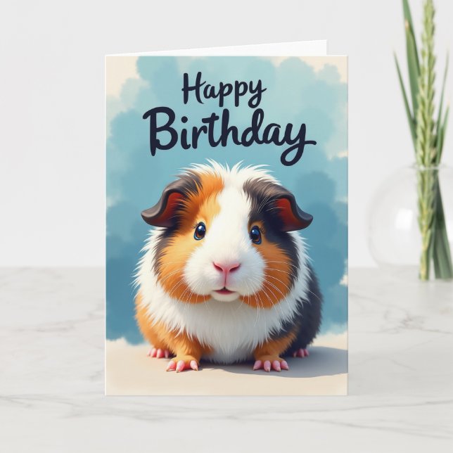 Carte d'anniversaire pour Cochon d'Inde Fluffy (Devant)