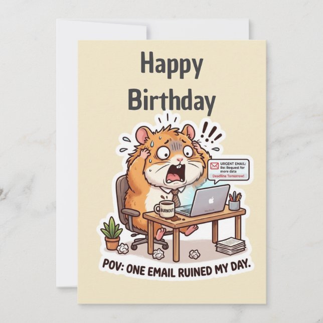 Carte d'anniversaire pour collègue facilement stre (Devant)