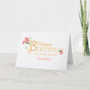 Carte d'anniversaire pour cousin avec fleurs de cl