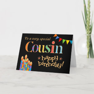 Carte d'anniversaire pour cousin, Guirlande et bou