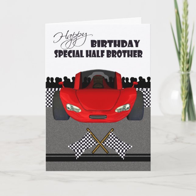 Carte d'anniversaire pour demi-frère, voiture de c (Devant)