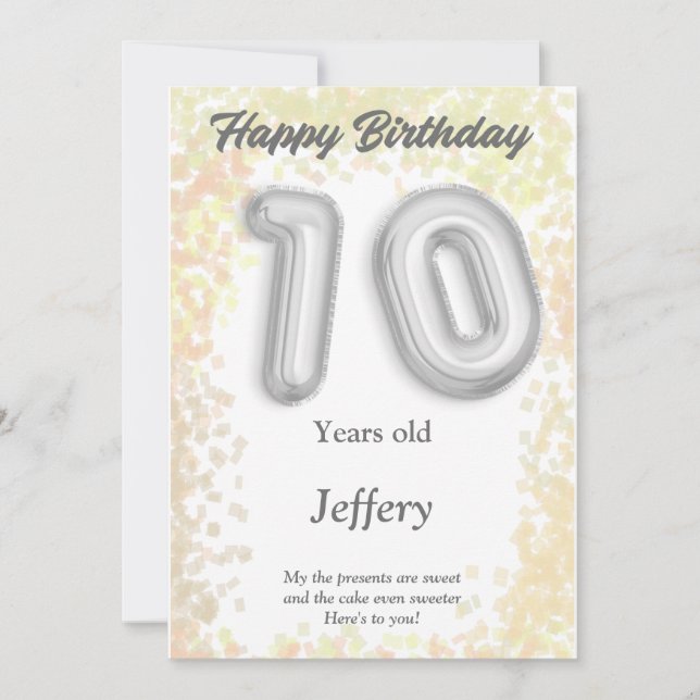 Carte d'anniversaire pour enfant de dix ans (Devant)