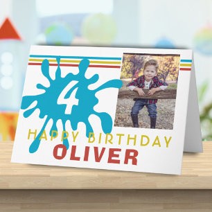 Carte d'anniversaire pour enfants avec 3 photos Bl