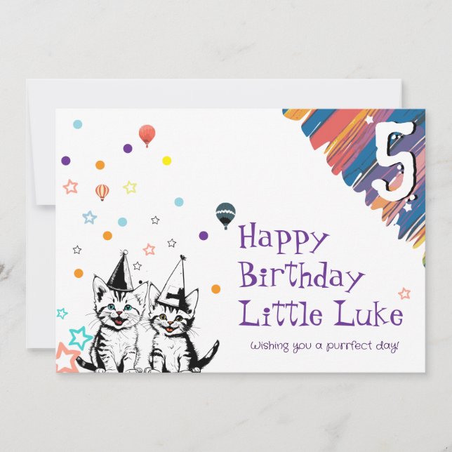 Carte d'anniversaire pour enfants avec des chats j (Devant)