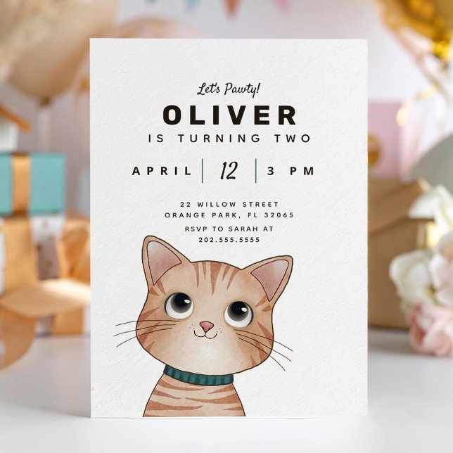 Carte d'anniversaire pour enfants avec petit chat (Créateur téléchargé)