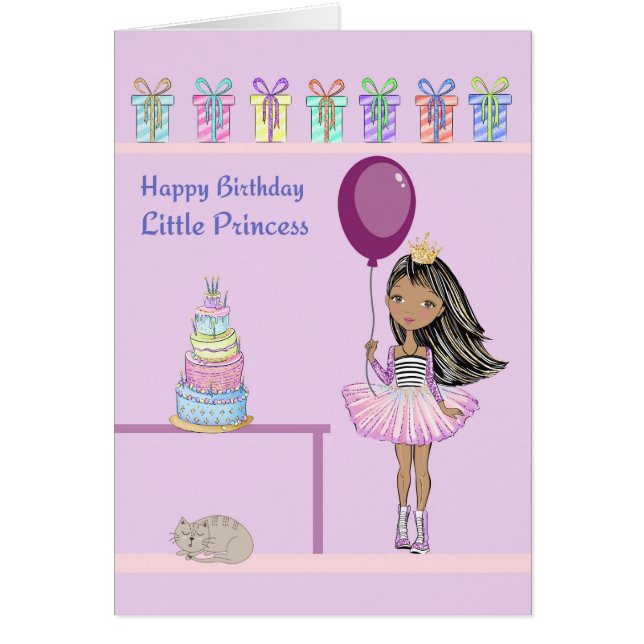 Carte d'anniversaire pour enfants avec princesse d (Devant)