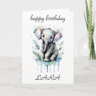 Carte d'anniversaire pour enfants bébé éléphant ga
