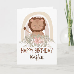 Carte d'anniversaire pour enfants, carte de lion J
