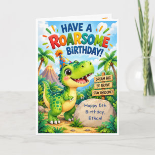 Carte d'anniversaire pour enfants - Dinosaure mign