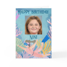 Carte d'anniversaire pour enfants fille snorkeler