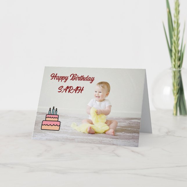 Carte d'anniversaire pour enfants – Gâteau & Bougi (Devant)