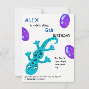 Carte d'anniversaire pour enfants Lézard Gecko
