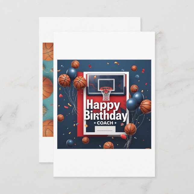 Carte d'anniversaire pour entraîneur (Arrière - pl (Devant / Derrière)