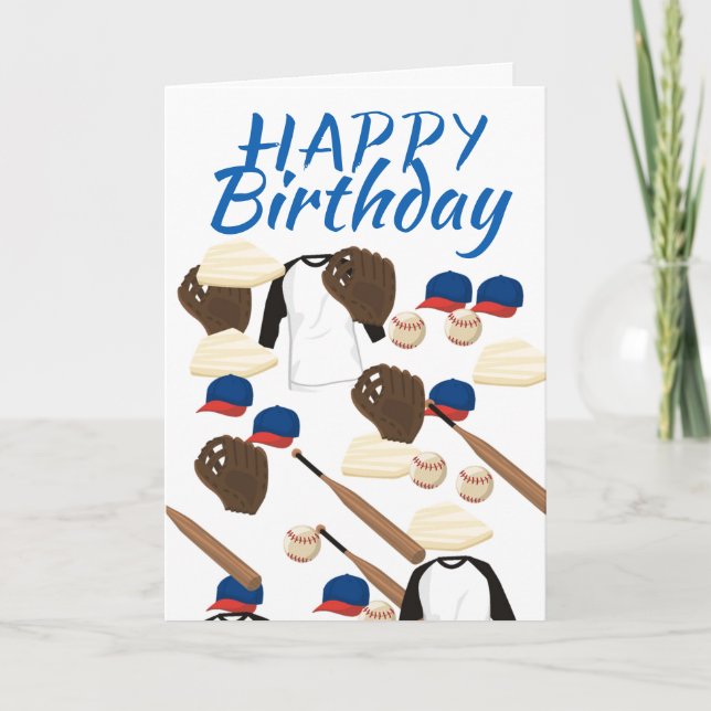 Carte d'anniversaire pour équipement de baseball (Devant)