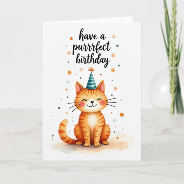 Carte d'anniversaire pour félin rayé (Devant)