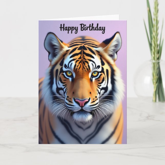Carte d'anniversaire pour félins rayés doux (Devant)