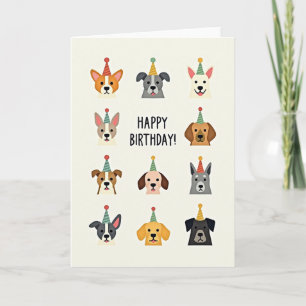 Carte d'anniversaire pour fête de chiens