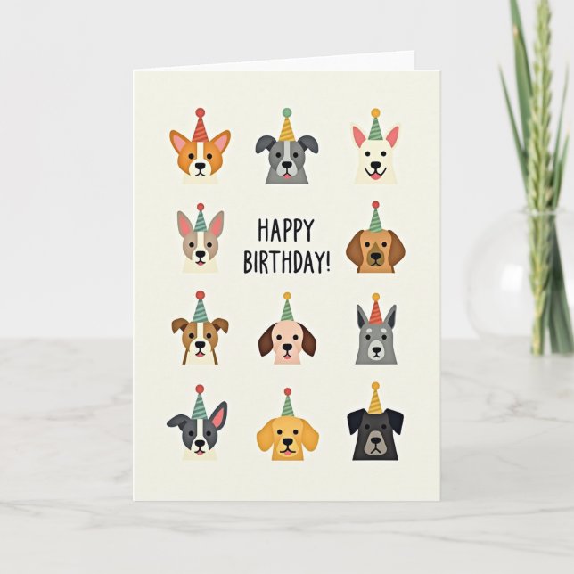 Carte d'anniversaire pour fête de chiens (Devant)