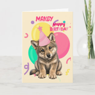 Carte d'anniversaire pour fille avec un adorable l