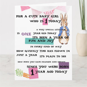 Carte d'anniversaire pour fille-bébé personnalisée