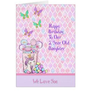 Carte d'anniversaire pour fille de 2 ans, Unicorn