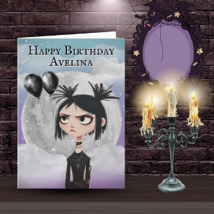 Carte d'anniversaire pour fille gothique mignonne