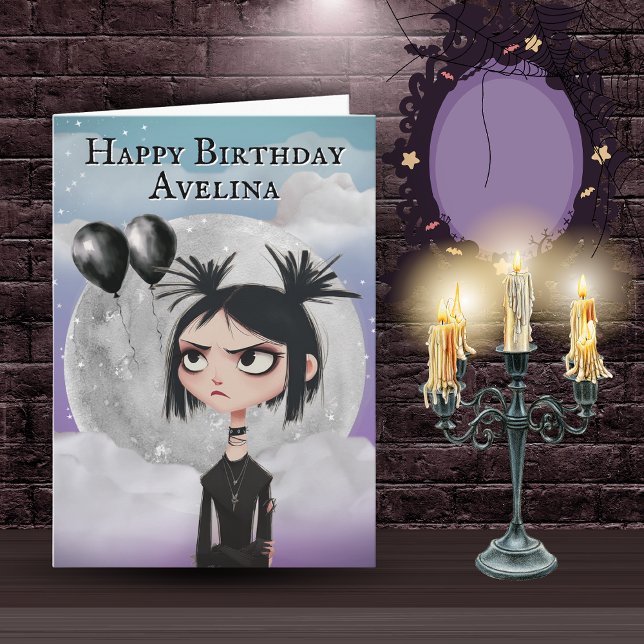 Carte d'anniversaire pour fille gothique mignonne (Créateur téléchargé)