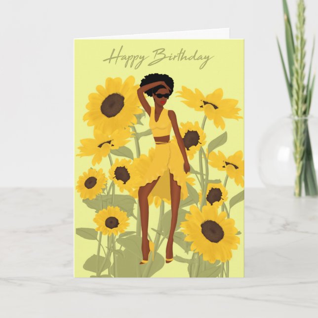 Carte d'anniversaire pour fille noire (Devant)