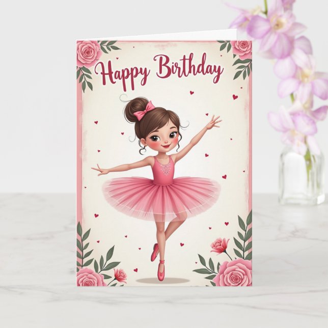 Carte d'anniversaire pour filles danseuses (Orchidée)