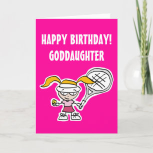 Carte d'anniversaire pour filleule avec une fille