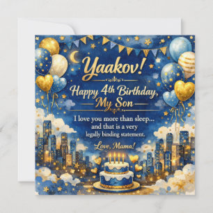 Carte d'anniversaire pour fils de 4 ans, ambiance 