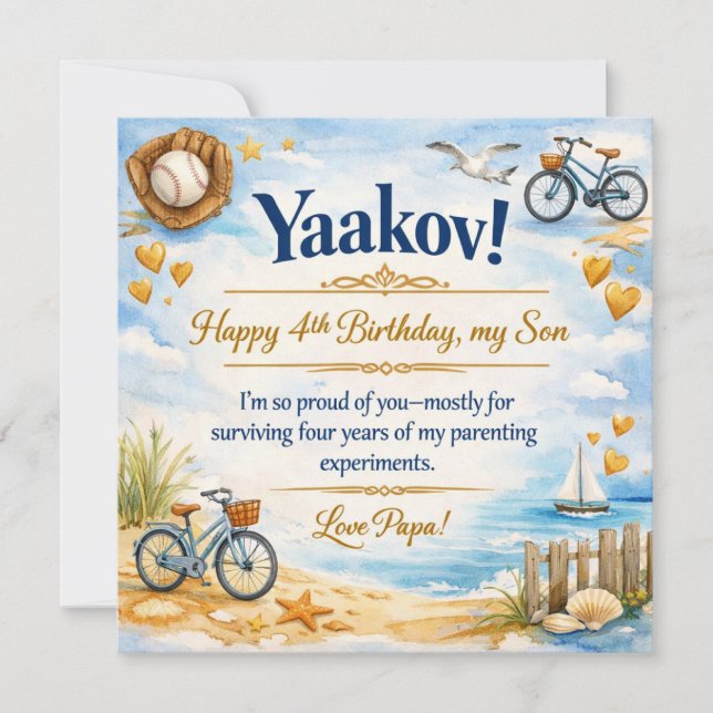 Carte d'anniversaire pour fils, vibrations côtière (Devant)